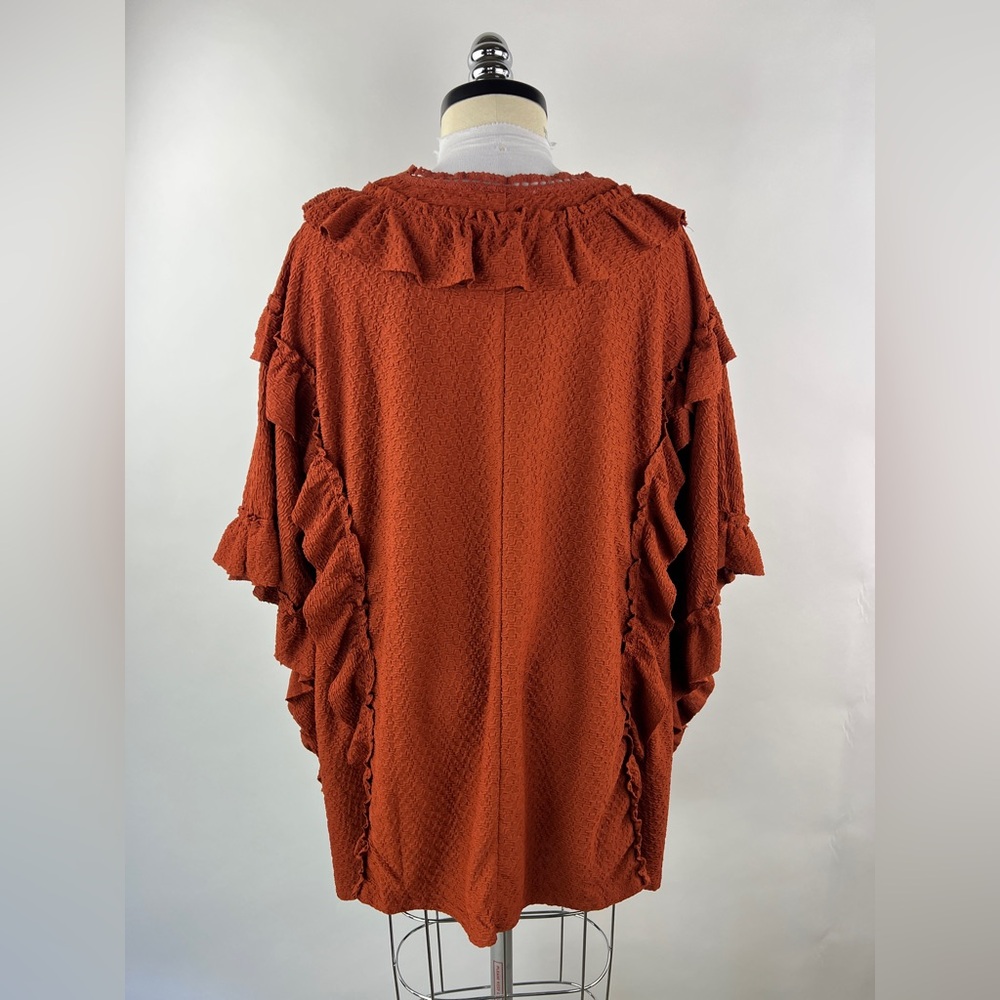 💚 3495. Oversized Rust Textured Button Front Blo… - image 3